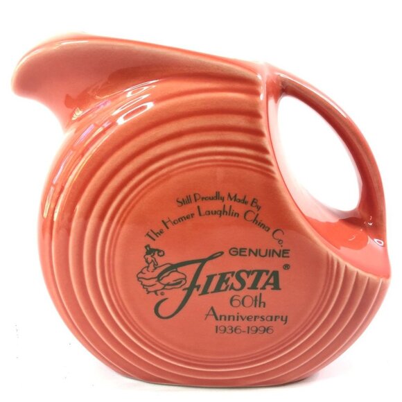 Fiesta Fiestaware 60th Anniversary Persimmon Disc Pitcher 2 Tumblers - Picture 3 of 12